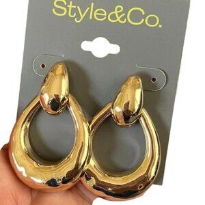 NWT Style & Co. Door Knock Gold Earrings